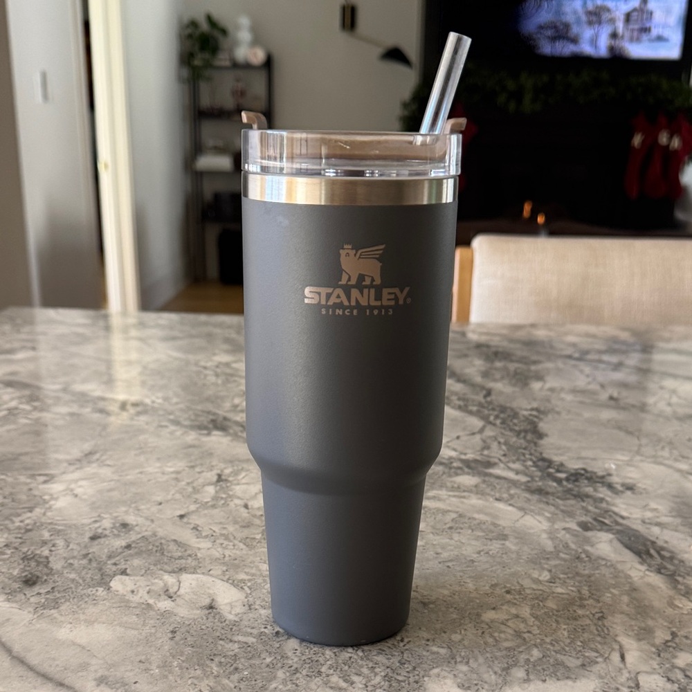 Stanley Charcoal Tumbler with Clear Lid and Straw